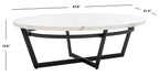 Velmora™ Placido Abstract Oval Coffee Table, White Marble/Black