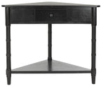Velmora™ Gomez Solid Casual Corner Table With Storage Drawer, Distressed Black