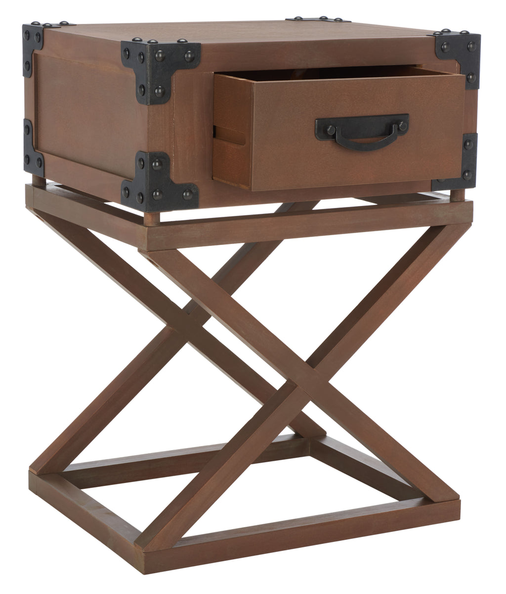 Velmora™ Dunstan Rustic Accent Table With Storage Drawer, Washed Natural Pine