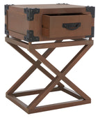 Velmora™ Dunstan Rustic Accent Table With Storage Drawer, Washed Natural Pine