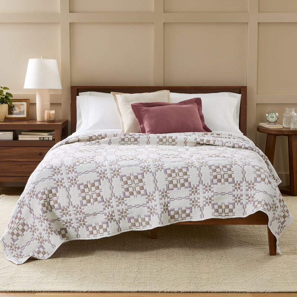 Velmora™ Ivory Modern Mosaic Cotton Matelasse Reversible Quilt, King