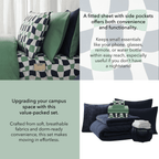Velmora™ Dorm Essentials 14-Piece Bed-in-a-Bag Comforter Set, Twin-XL, Reversible Navy/Green