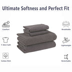 Velmora™ Cotton Rich Extra Soft Jersey Bed Sheet Set, Queen, Charcoal, 4 Pieces