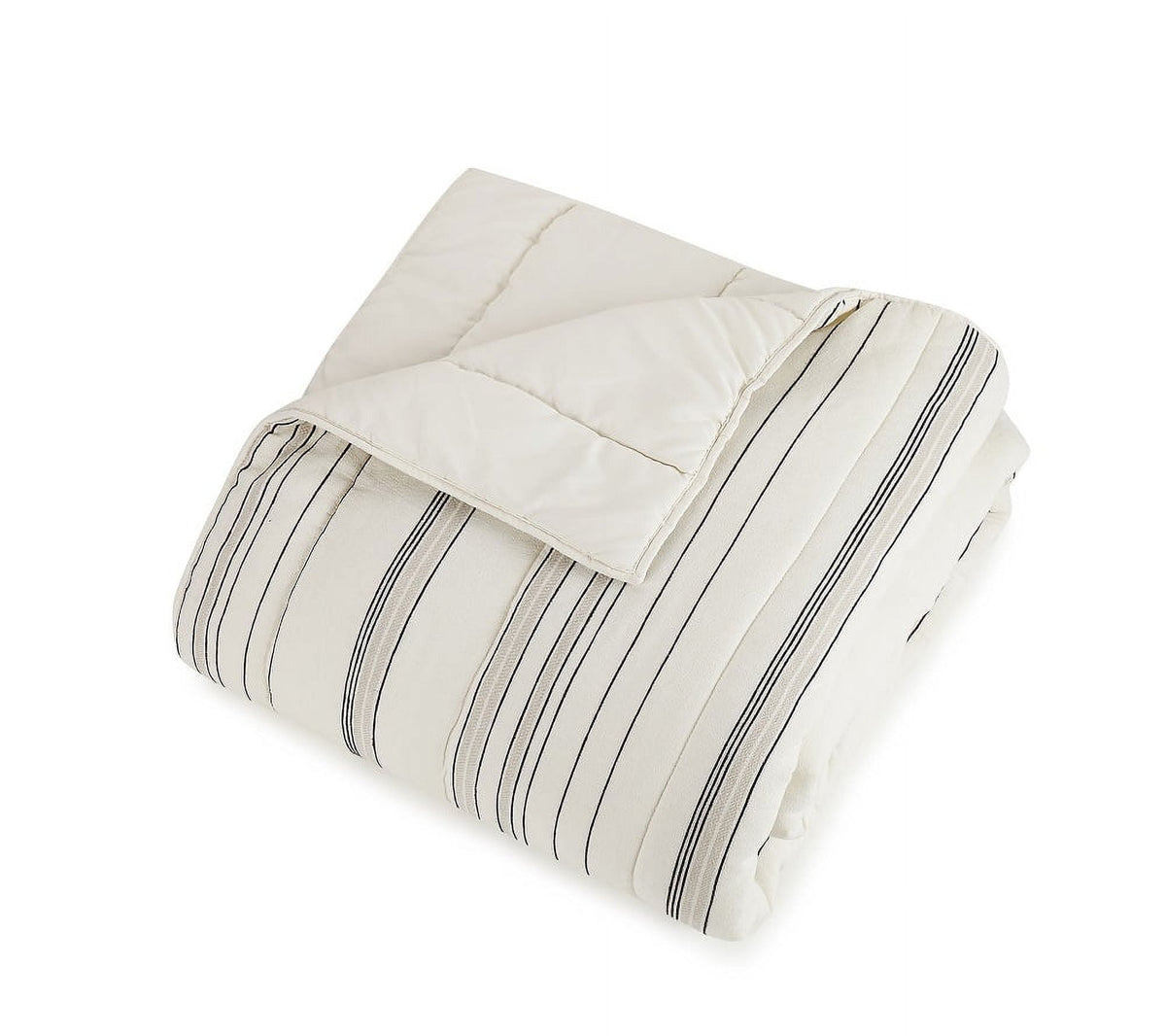 Velmora™ Ticking Stripe Cotton Quilt, Off-White, Full/Queen, All Ages