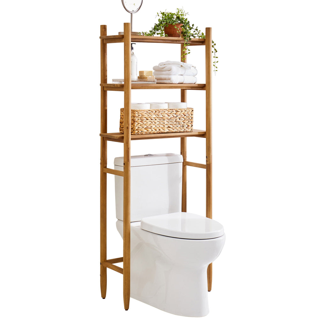 Velmora™ Springwood Acacia Wood over-the-Toilet Space Saver Cabinet, 3 Shelves, Honey
