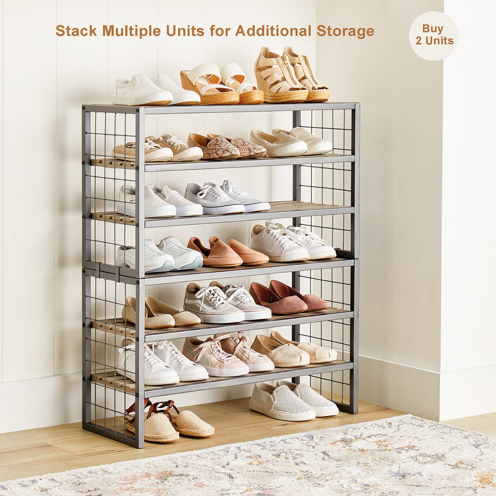 Velmora™ Farmhouse 3 Tier Shoe Rack, Gray, 30in W x 12in D x 18in H