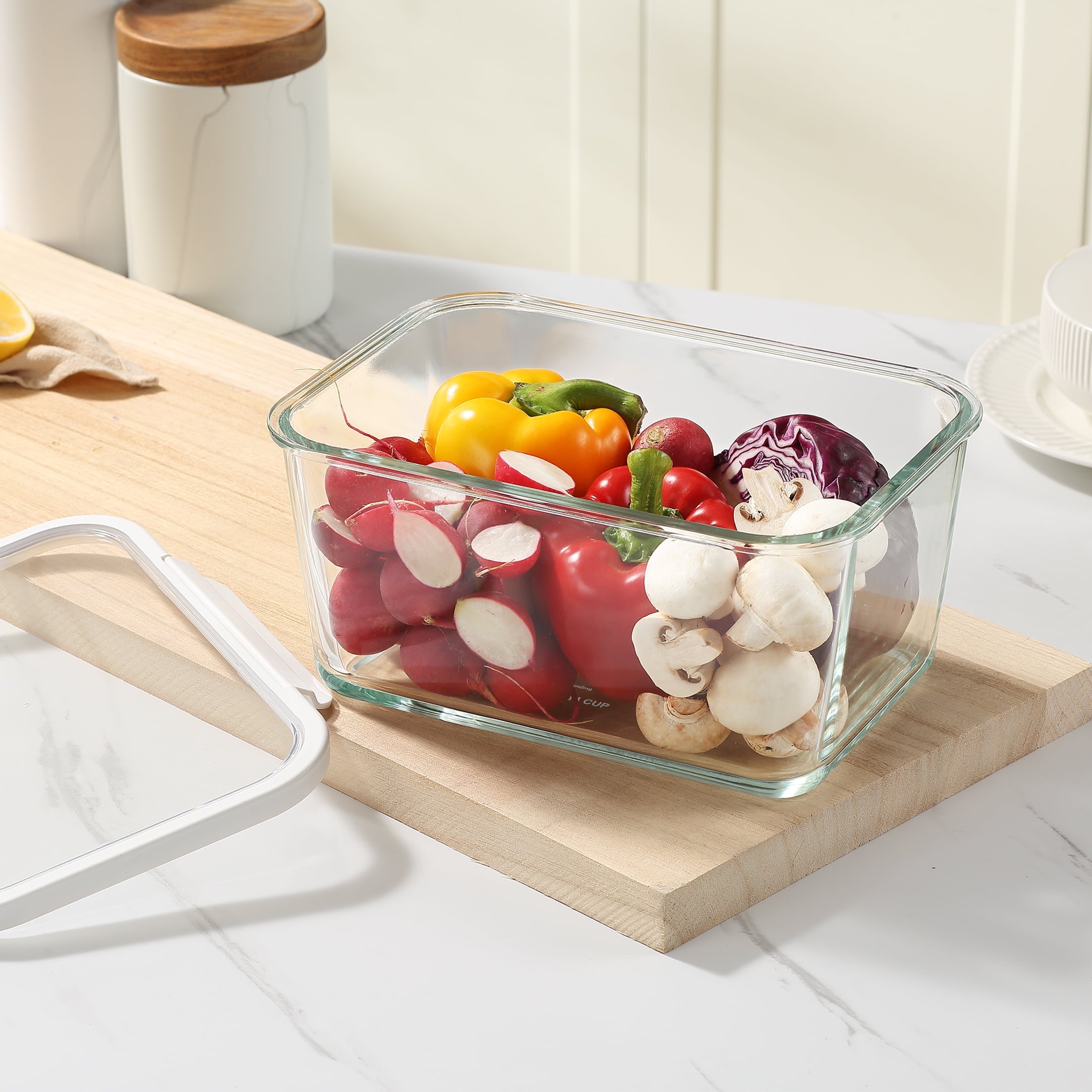 Velmora™ (2 pack) 14Cup Rectangle Glass Food Storage Container with Tritan Lid. Set of 1, 2 Pieces, Well Suited to Refrigerator Organization