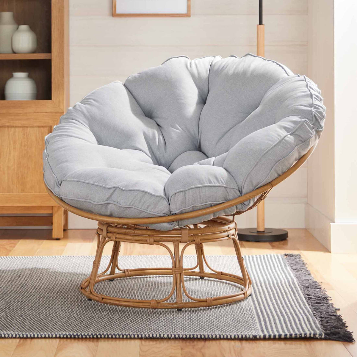 Velmora™ Emma Papasan Accent Chair, Gray Linen