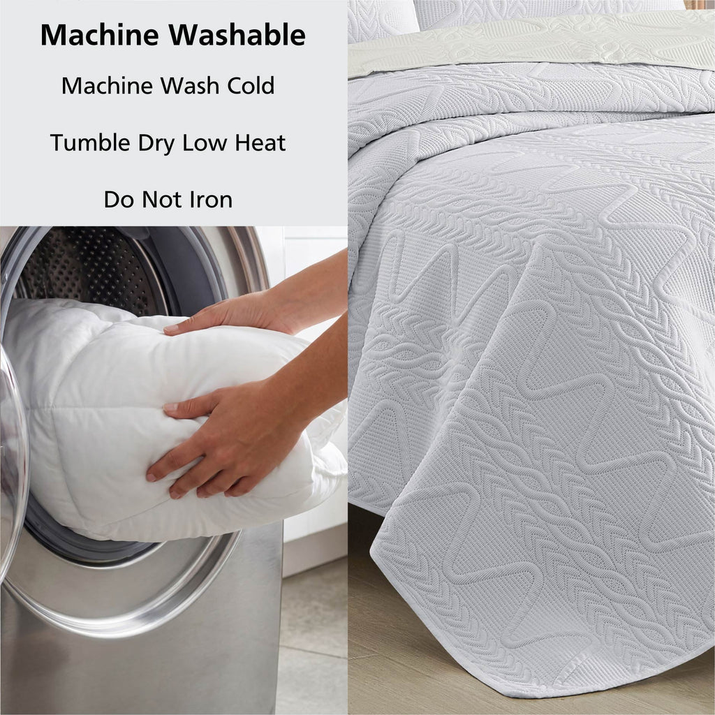 Velmora™ Stitched Corded Quilt, White, Full/Queen Bedding