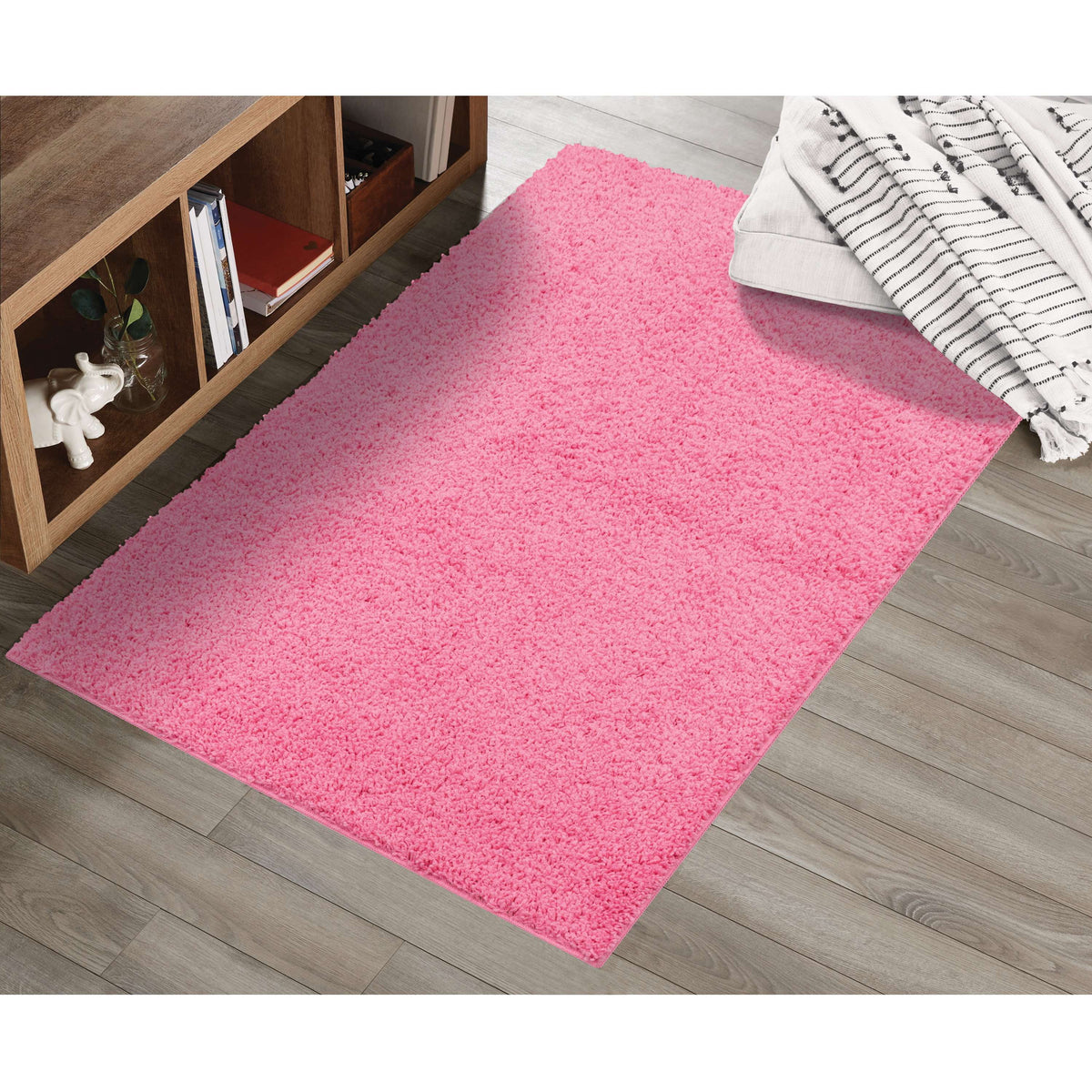 Velmora™ (2 pack) Traditional Solid Pink Youth Shag Indoor Area Rug, 3 ft x 4 ft 8 in