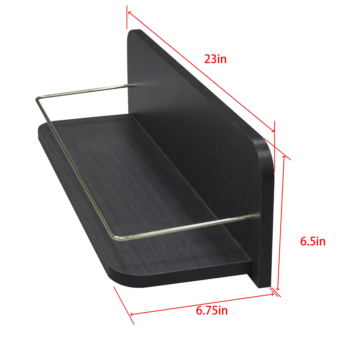 Velmora™ 23 inch Black Shelf with Gold Metal Rail