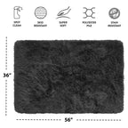 Velmora™ Black Fluffy Shag Faux Fur Area Rug, 36 in x 56 in