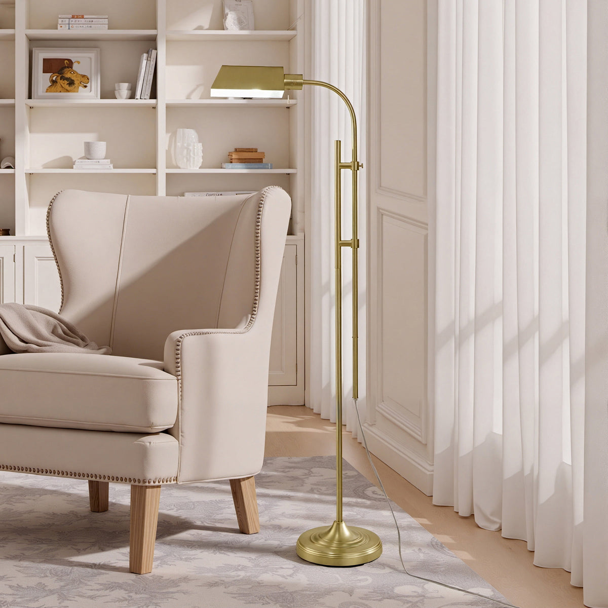 Velmora™ 1-Light Modern Adjustable Brass Floor Lamp Gold