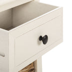 Velmora™ Everly Contemporary Side Table with Drawer and Two Baskets, Distressed White