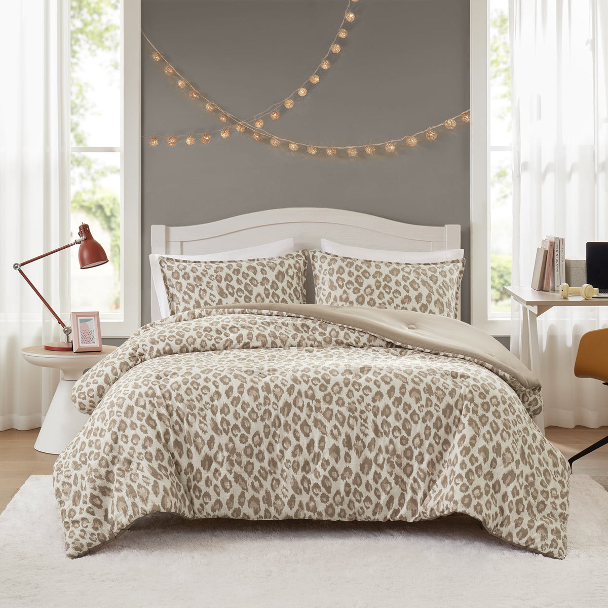 Velmora™ Leopard Print 3-Piece Neutral Comforter Set, Full/Queen