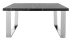 Velmora™ Carmen Modern Glam Square Coffee Table, Black Marble/Chrome