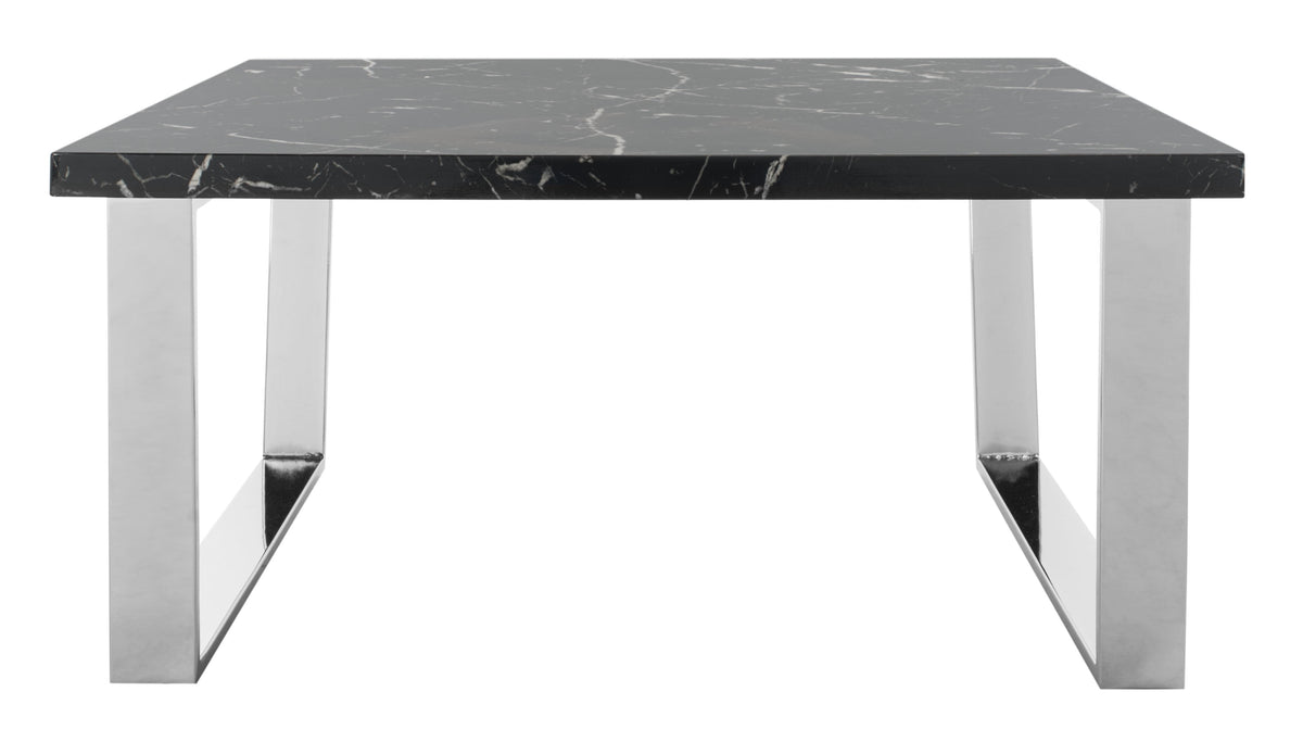 Velmora™ Carmen Modern Glam Square Coffee Table, Black Marble/Chrome
