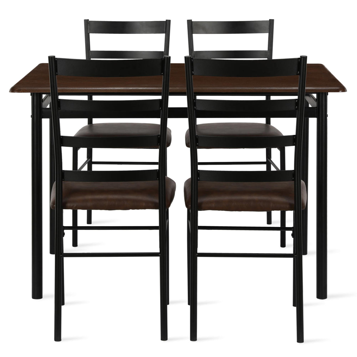 Velmora™ 5-Piece Wood & Metal Dining Room Set, Seats 4, Canyon Walnut & Black