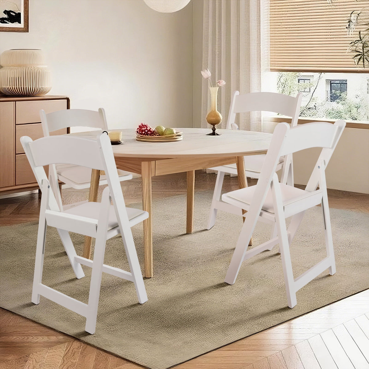 Velmora™ Banquet Padded Resin Folding Chair, White, Set of 2