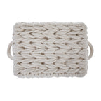 Velmora™ (2 pack) Medium White Woven Rope Decorative Storage Basket with Handles, 14.3 in x 11 in x 9 in