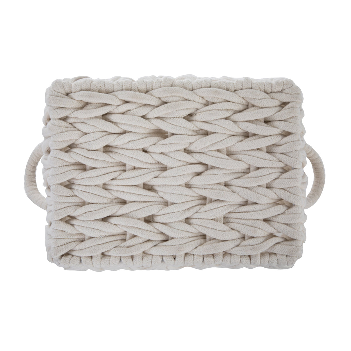 Velmora™ (2 pack) Medium White Woven Rope Decorative Storage Basket with Handles, 14.3 in x 11 in x 9 in