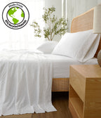 Velmora™ Washed Ultra Soft Microfiber Bed Sheet Set, King, Soft Sea, 4 Piece
