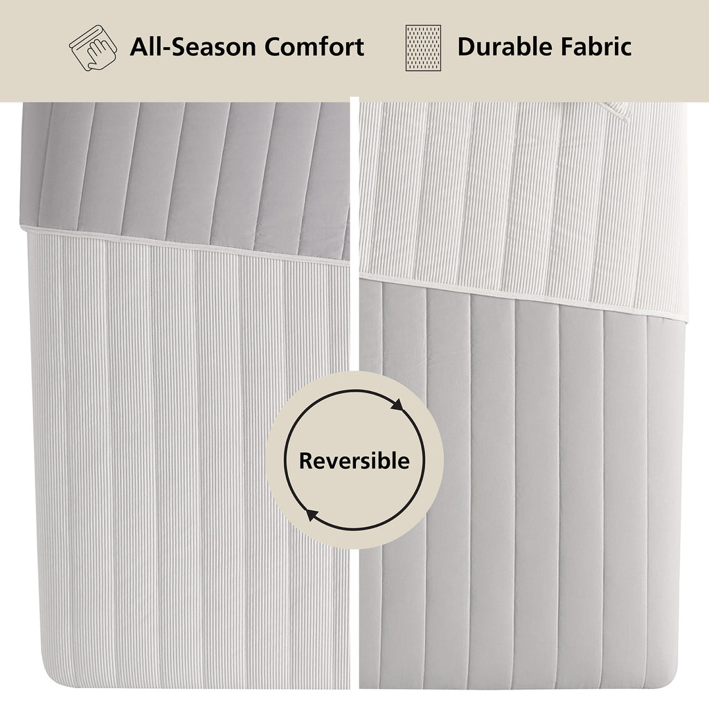 Velmora™ Corduroy Quilt, Full/Queen, White, Reversible Bedding