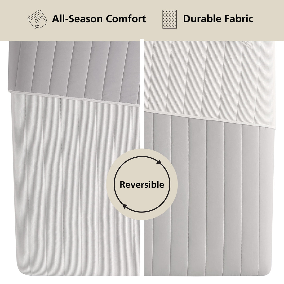 Velmora™ Corduroy Quilt, Full/Queen, White, Reversible Bedding