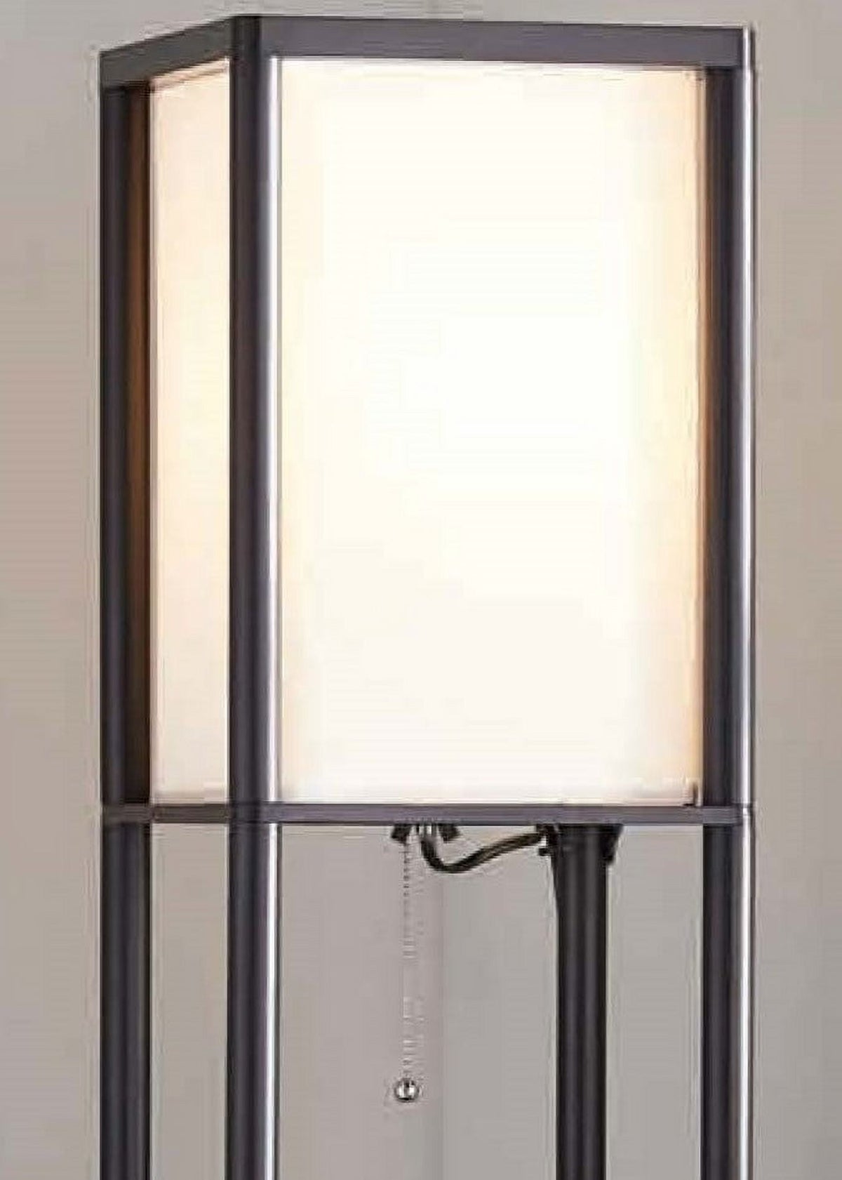 Velmora™ 62 Inch Floor Lamp With Black Plastic Shelves and Sustainable White Fabric Shade