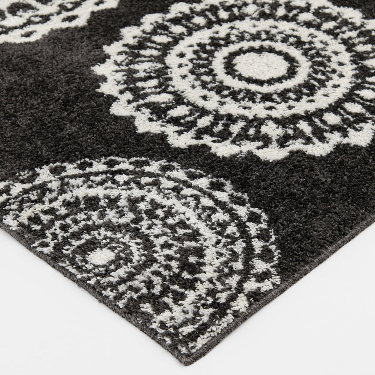 Velmora™ 9'X12' Charcoal Gray Medallion Shag Indoor Area Rug