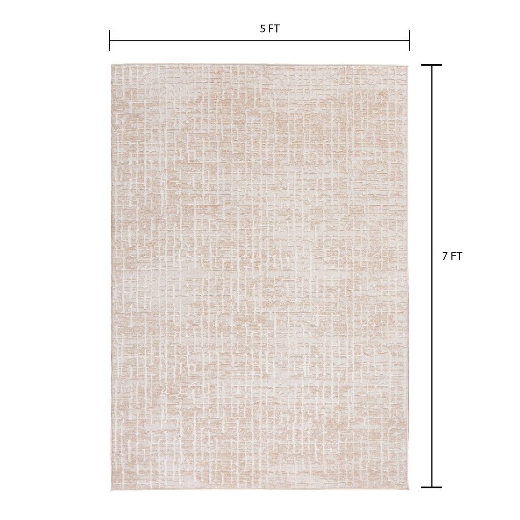 Velmora™ Raised & Sculpted Neutral Abstract Indoor Area Rug, 5 ft x 7 ft