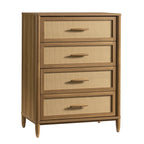 Velmora™ Springwood 4-Drawer Dresser with Caning Look, Light Honey