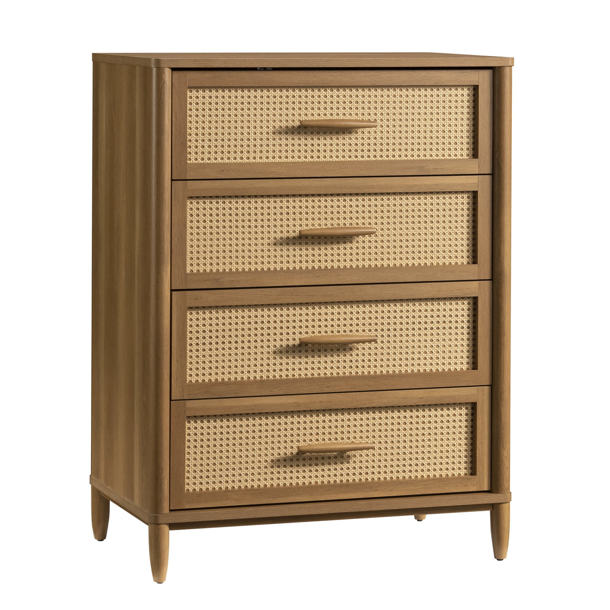 Velmora™ Springwood 4-Drawer Dresser with Caning Look, Light Honey