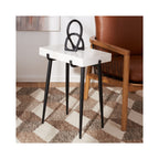 Velmora™ Yuki Mid-Century Stone Top Accent Table, White Marble/Black