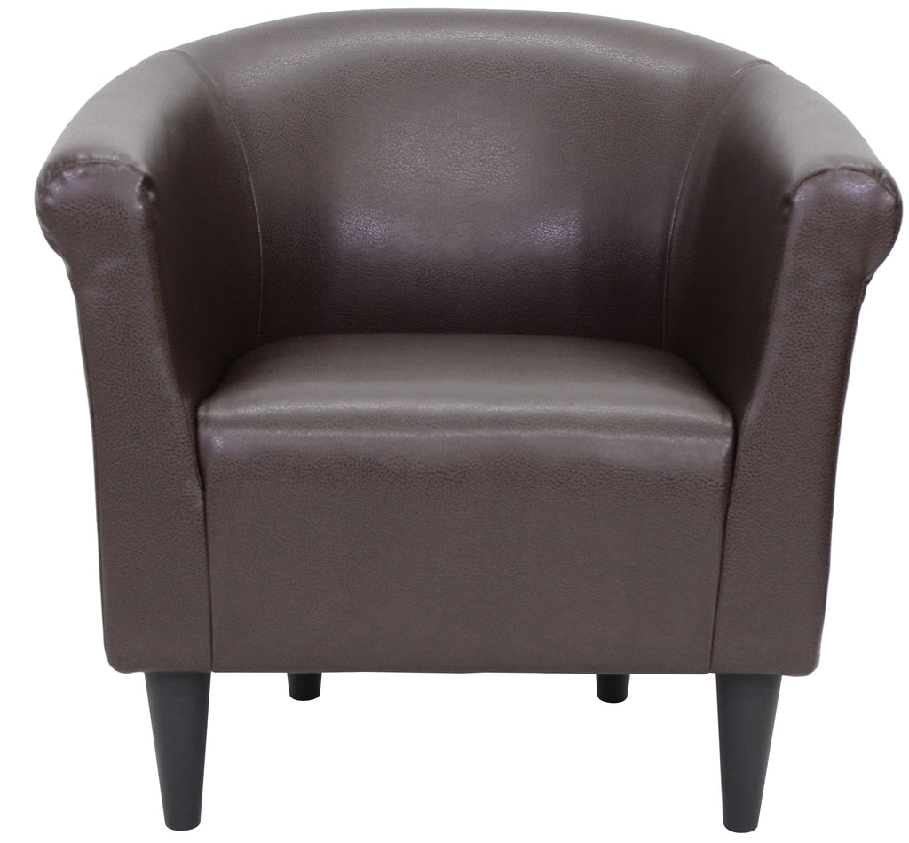 Velmora™ Faux Leather Bucket Accent Chair, Brown