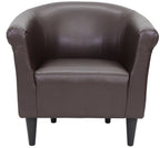 Velmora™ Faux Leather Bucket Accent Chair, Brown