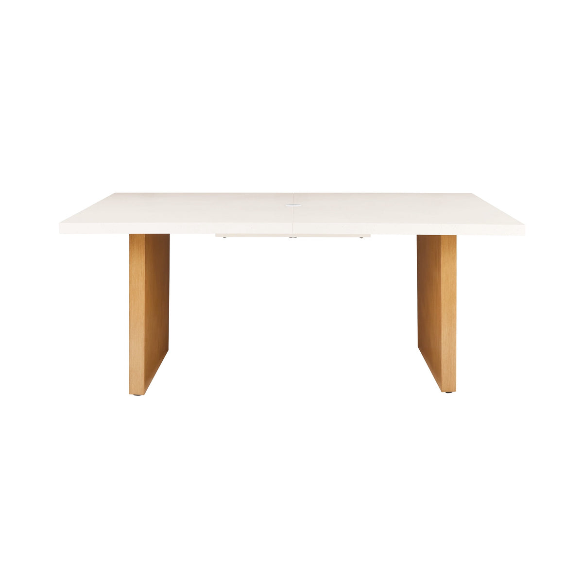Velmora™ Vista Steel Metal Top Outdoor Dining Table, Cream Stone Metal Top with Teak Legs