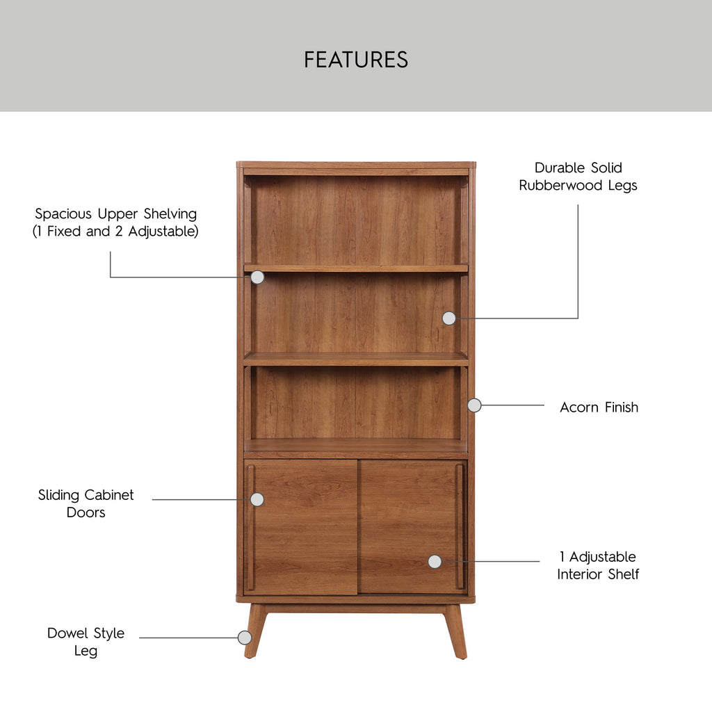 Velmora™ Greyson Bookcase, Acorn Finish