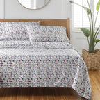 Velmora™ 4-Piece 300 Thread Count Bashful Blooms Cool Cotton Sateen Bed Sheet Set, Queen - Deep Pocket