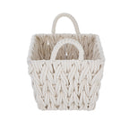 Velmora™ (2 pack) Medium White Woven Rope Decorative Storage Basket with Handles, 14.3 in x 11 in x 9 in