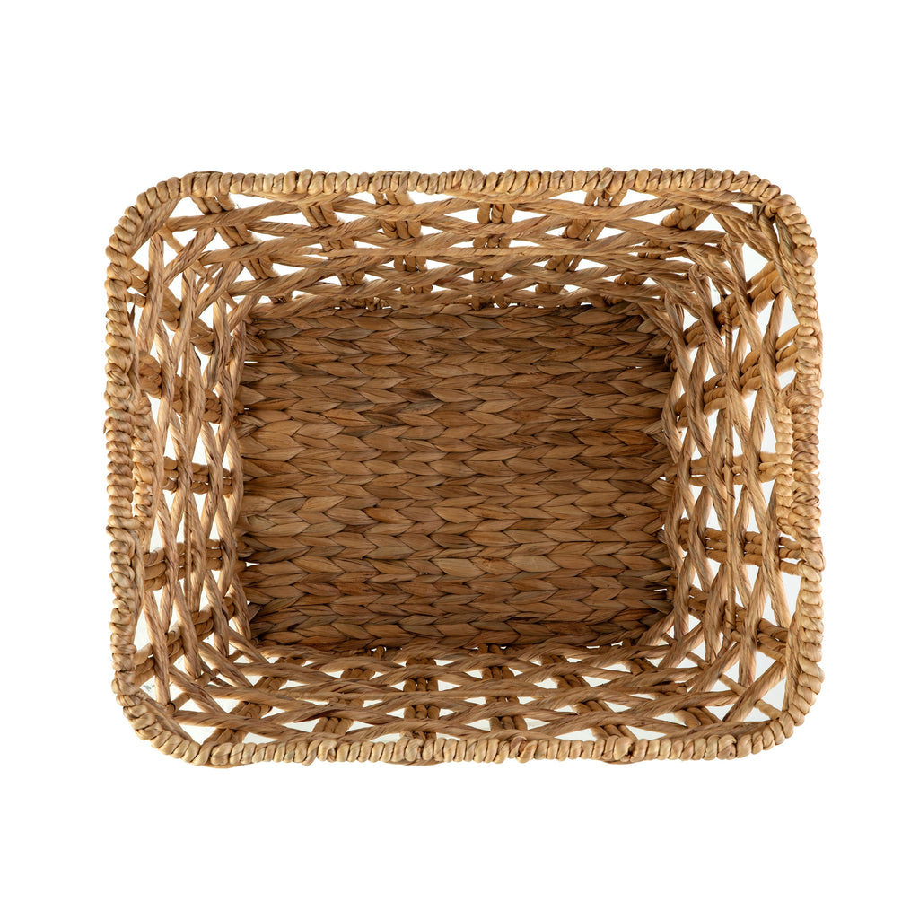 Velmora™ Extra Large Water Hyacinth Twist Decorative Storage Basket with Handles, 19 in x 16 in x 16 in