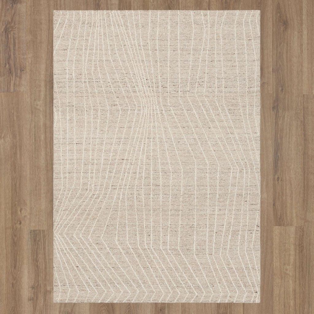 Velmora™ Wool Lines Plush Indoor Tufted Area Rug, Ivory, 5 ft x 7 ft