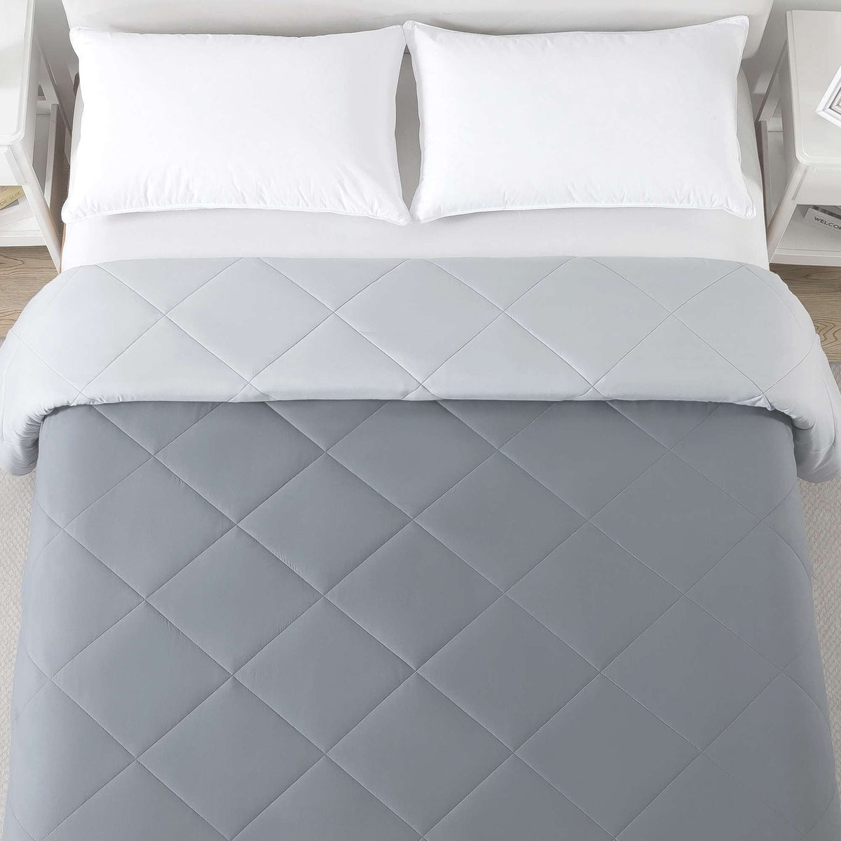 Velmora™ Reversible Microfiber Comforter, Grey, Full/Queen