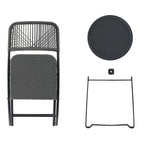 Velmora™ 3-Piece Steel and Wicker Rope Folding Outdoor Patio Bistro Set, Gray/Black
