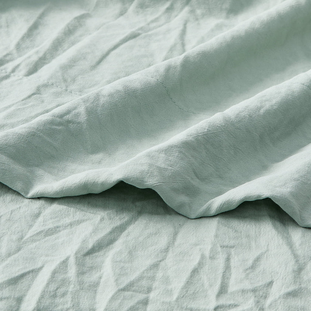 Velmora™ Washed Ultra Soft Microfiber Bed Sheet Set, King, Soft Sea, 4 Piece