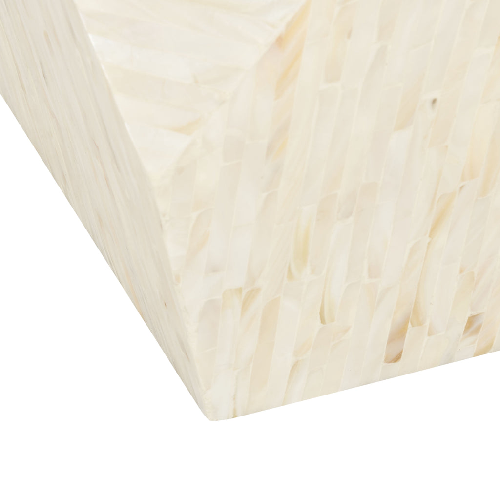 Velmora™ Lea Glam Mosaic Geometric Side Table, Light Beige/Multi