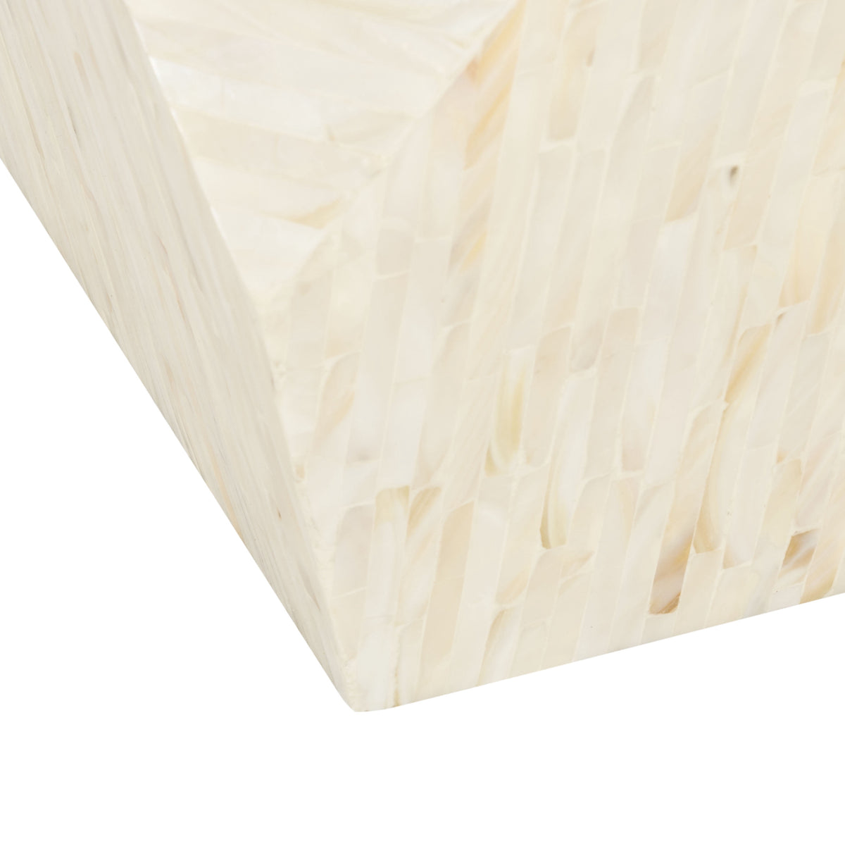 Velmora™ Lea Glam Mosaic Geometric Side Table, Light Beige/Multi