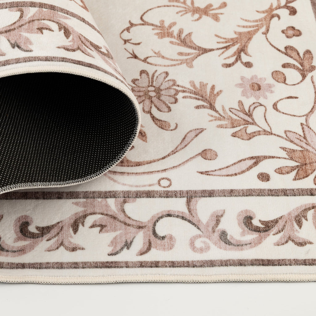 Velmora™ Tan Floral Faux Fur Indoor Area Rug, 4 ft x 5 ft 6 in