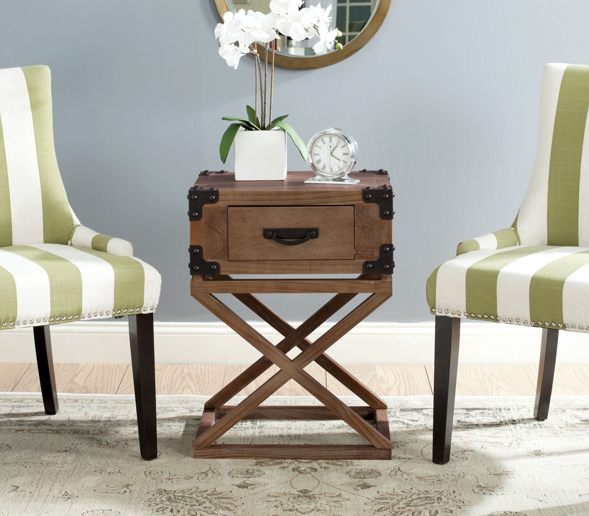 Velmora™ Dunstan Rustic Accent Table With Storage Drawer, Washed Natural Pine