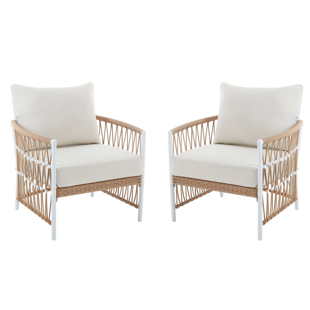 Velmora™ Lilah 2-Pack Outdoor Wicker Lounge Chairs, White